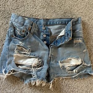 Levi's Light Blue Distressed Jean Shorts